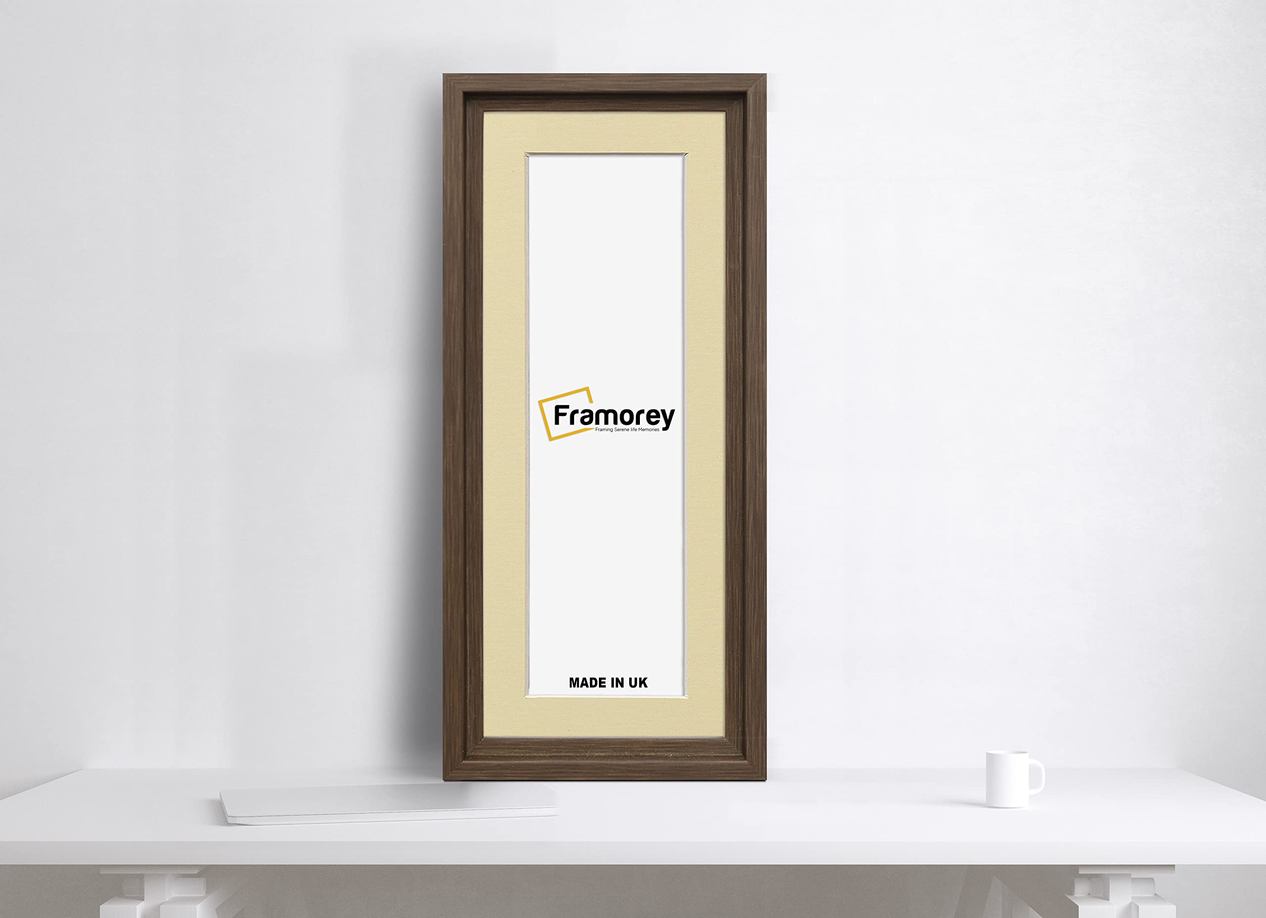 FRAMOREY Panoramic Style Picture Frame, 20x13" Size Walnut Photo Frame With 16x9" Size Ivory Mount, Oslo Style Wall Art Hanging Frames
