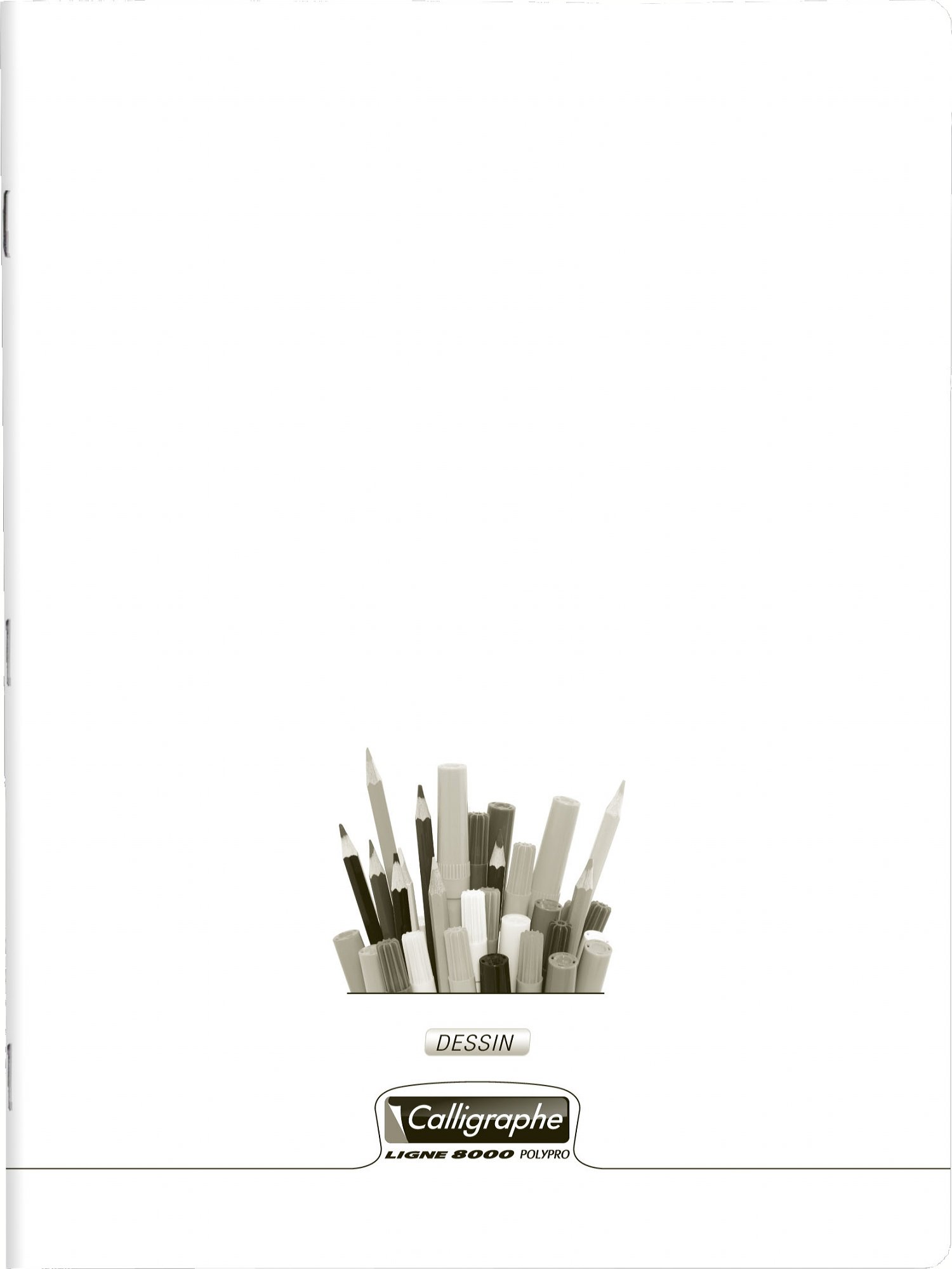 Calligrapher 18155C Clear+C150 Stapled Drawing Notebook (Clairefontaine Brand) 24x32cm - 96 Plain White Pages - 120g Drawing Paper - Transparent Polypro Cover