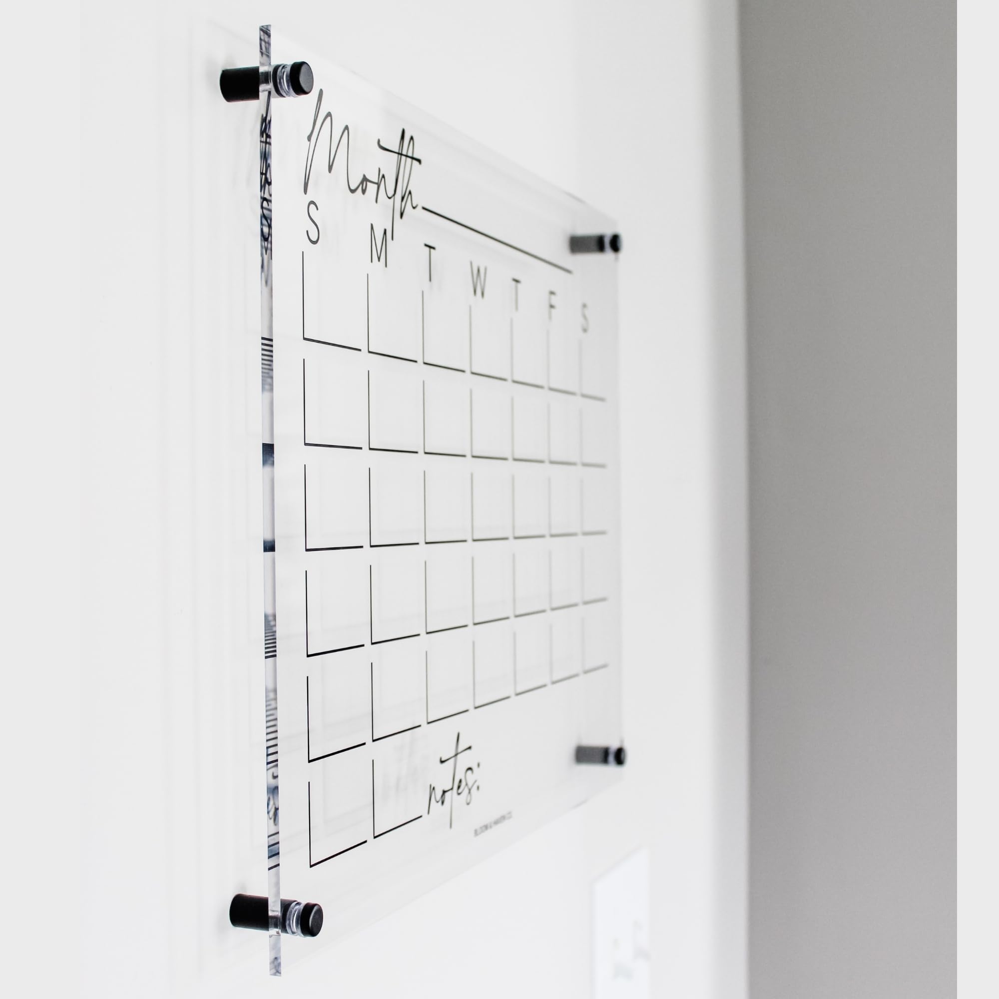 Calendario acrílico de alta calidad para pared, calendario de pared familiar acrílico, calendario de pared transparente, calendario mensual acrílico para pared (16.75 x 13.25 x 1/4 pulgadas)