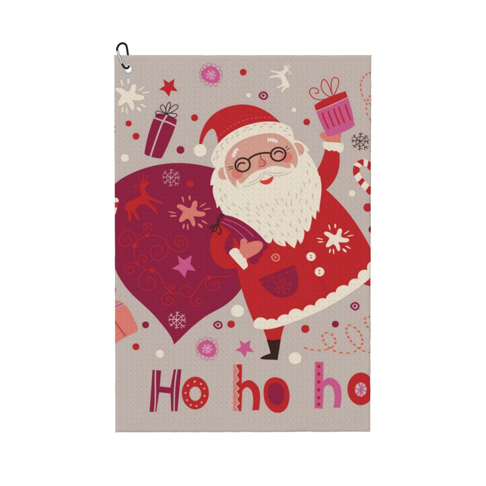 Hnnkloy Christmas Santa, 16x24 in Portable Waffle Golf Towels with Carabiner Clip for Golf Bag