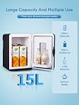 NORTHCLAN 2-Tier Mini Fridge, 15 Liter/21 Can, 110V AC/ 12V DC Portable Small Fridge, Cooler & Warmer Mini Refrigerators, Small Compact Fridge for for Food, Drinks, Makeup (Black)