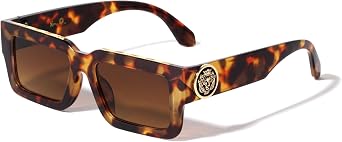 Kleo Magnate - Top Bar Classic Square Side Floating Coin Lion Head Medallion Hip Hop Sunglasses LH-P4047