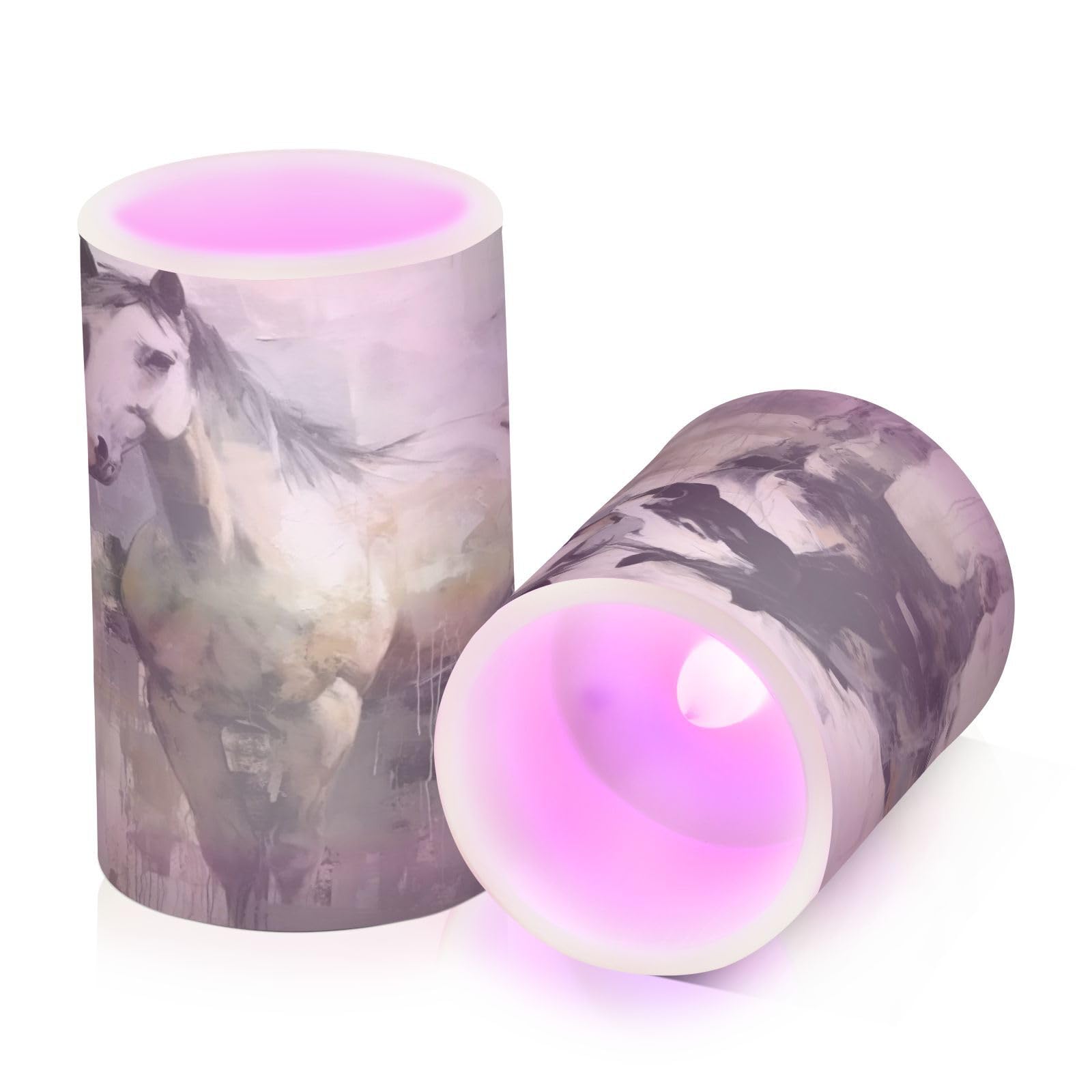ALAZA Horse (5) Flickering Flameless Candles Battery Operated with Remote Timer,Tea Light Candles LED Pillar Votive Candles Set of 2 for Outdoor Indoor Decorations