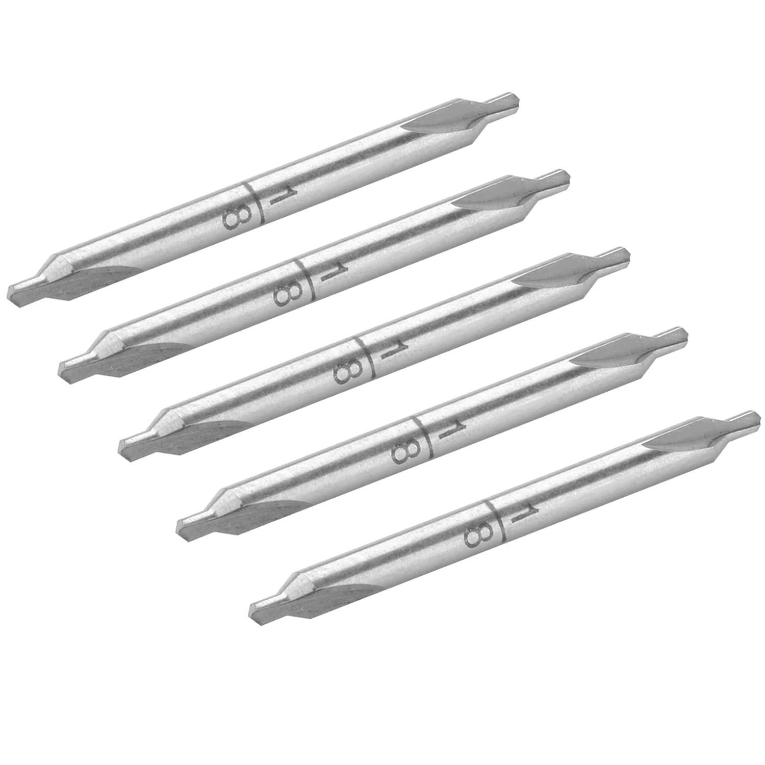 Auniwaig 10pcs Center Drill Countersink Lathe Bit Mill Tool, HSS-6542 Combined Drills Plain Type Imperial, 1/8-inch Combined Countersinks Drills Set Tool Silver