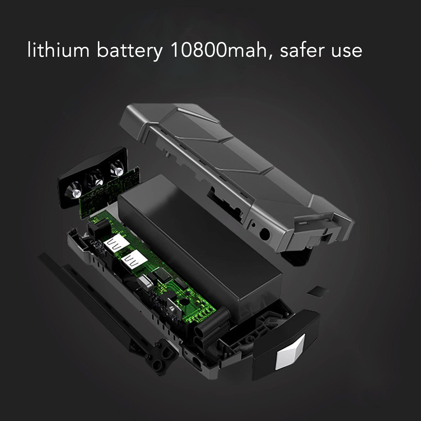 Démarreur de Saut 800A 10800mAh 12V, Alimentation de Secours Portable, Démarreur de Saut avec Banque d'alimentation de Secours à Lumière LED pour Moteur 7.2L Essence 5.5L
