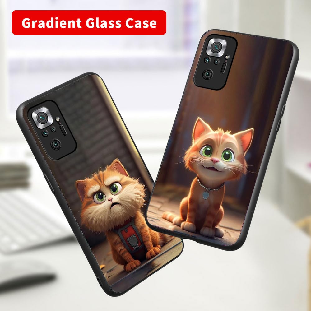 Custodia Per Xiaomi Redmi Note 10 Pro 4G Con Stampa Gatto Nero – Cover Rigida In Vetro E Bordo Morbido TPU - 3