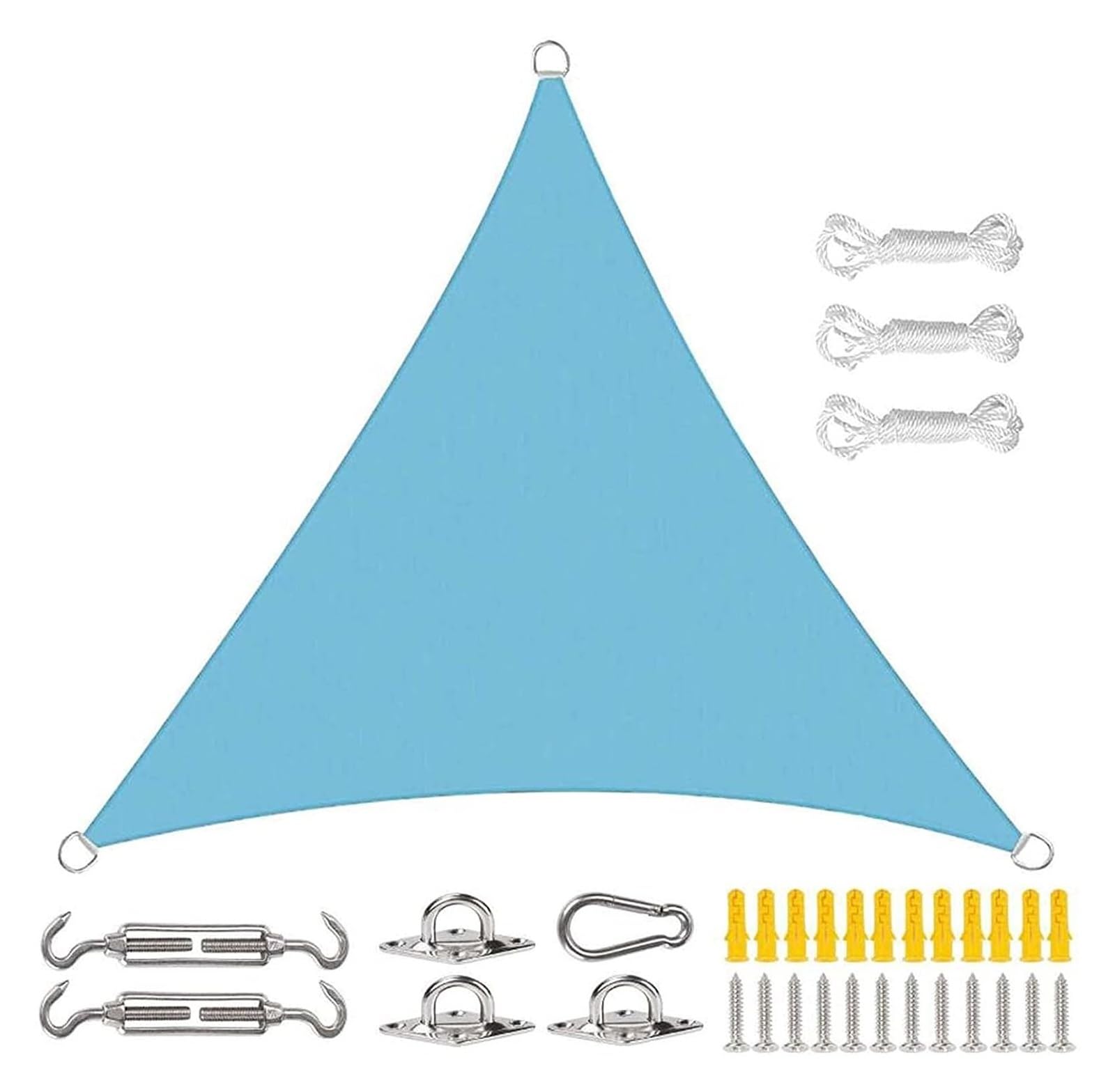 Voile d'ombrage blanc contre la chaleur : auvent triangulaire en toile concave de jardin