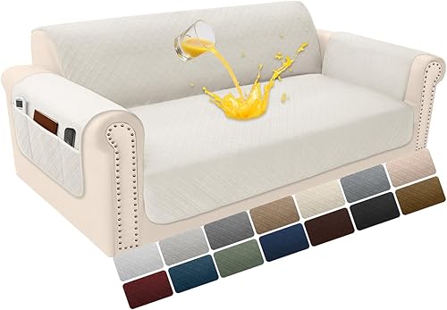 Miniatura 14 de Funda de terciopelo 100 % impermeable para perros, funda de sofá lavable para sofá de 3 plazas, juego de fundas acolchadas y antideslizantes con