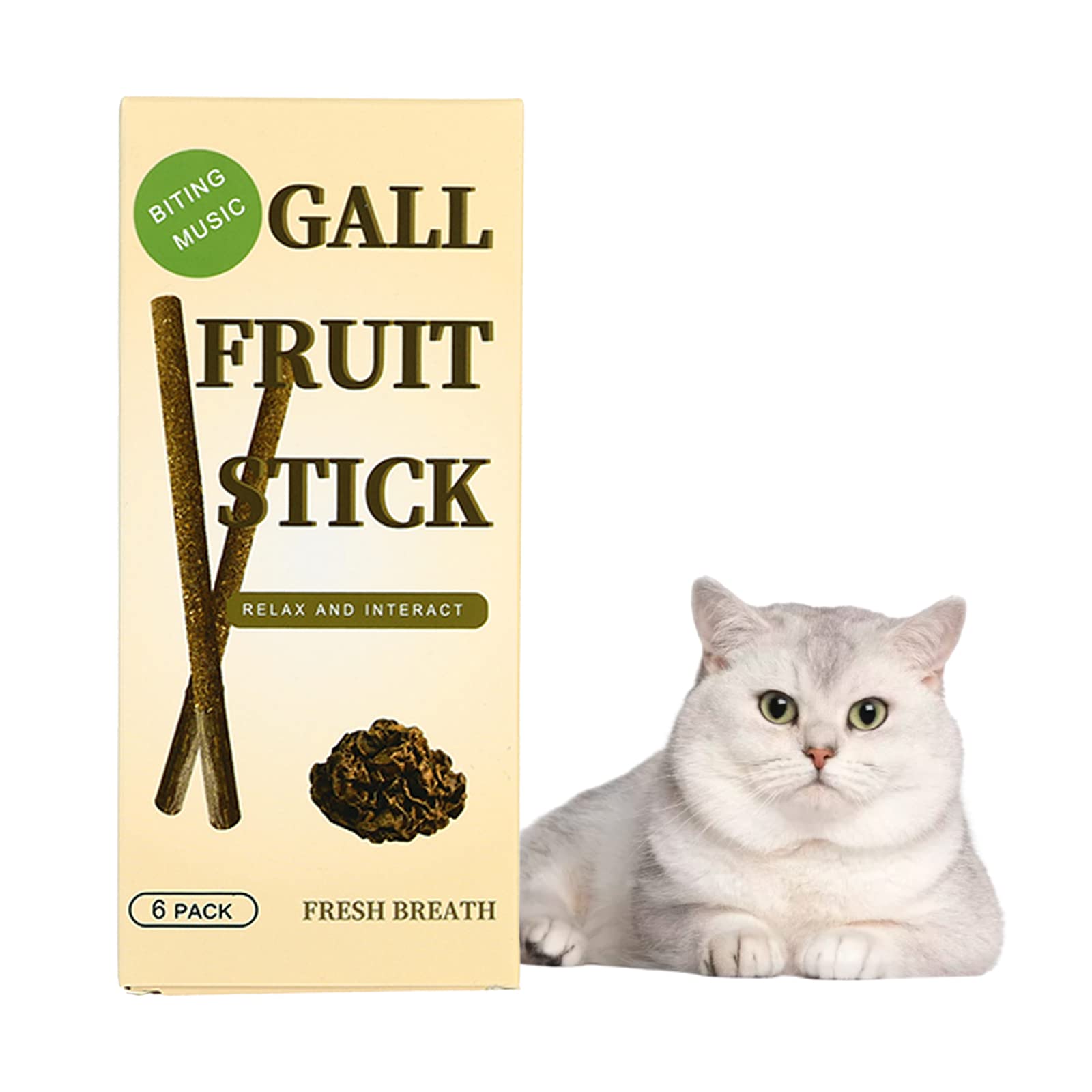 6 Palos masticables para gatos, palos de hierba gatera natural, juguetes de hierba gatera biliar, palillo de frutas, dientes de gato para limpieza de dientes de gato