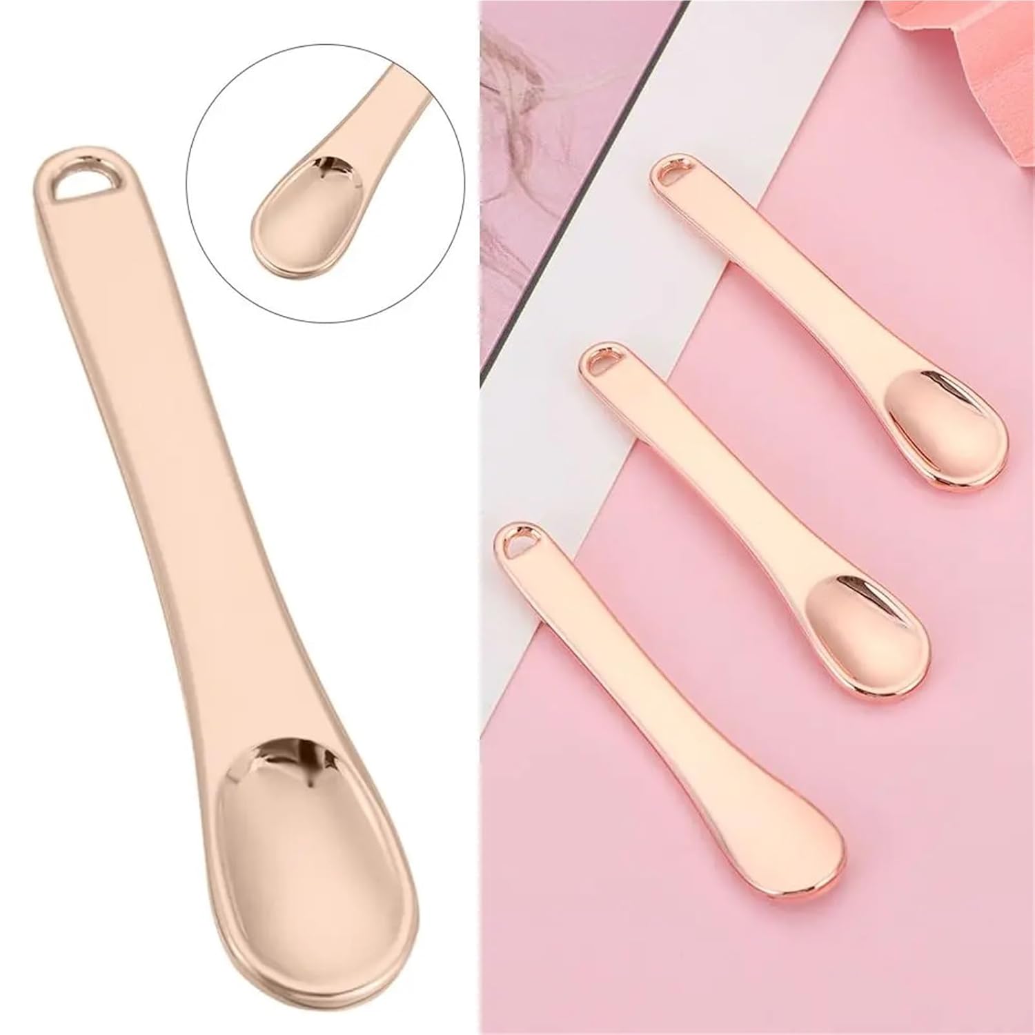 20 PCS Metal Mini Spoon Sticks Face Mask Cosmetic Makeup Skincare Spatula Eye Cream Applicator(Rose gold)