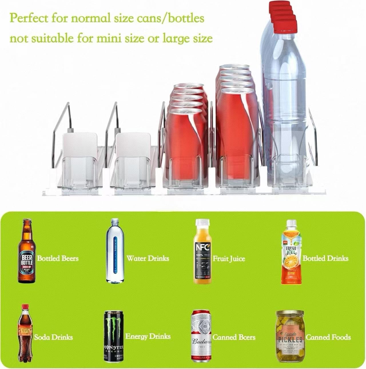 Drink Organizer for Fridge,Self Pushing Fridge Drink Organizer,Automatic Drink Dispenser for Fridge-Holds up to 30 Cans - Image 3