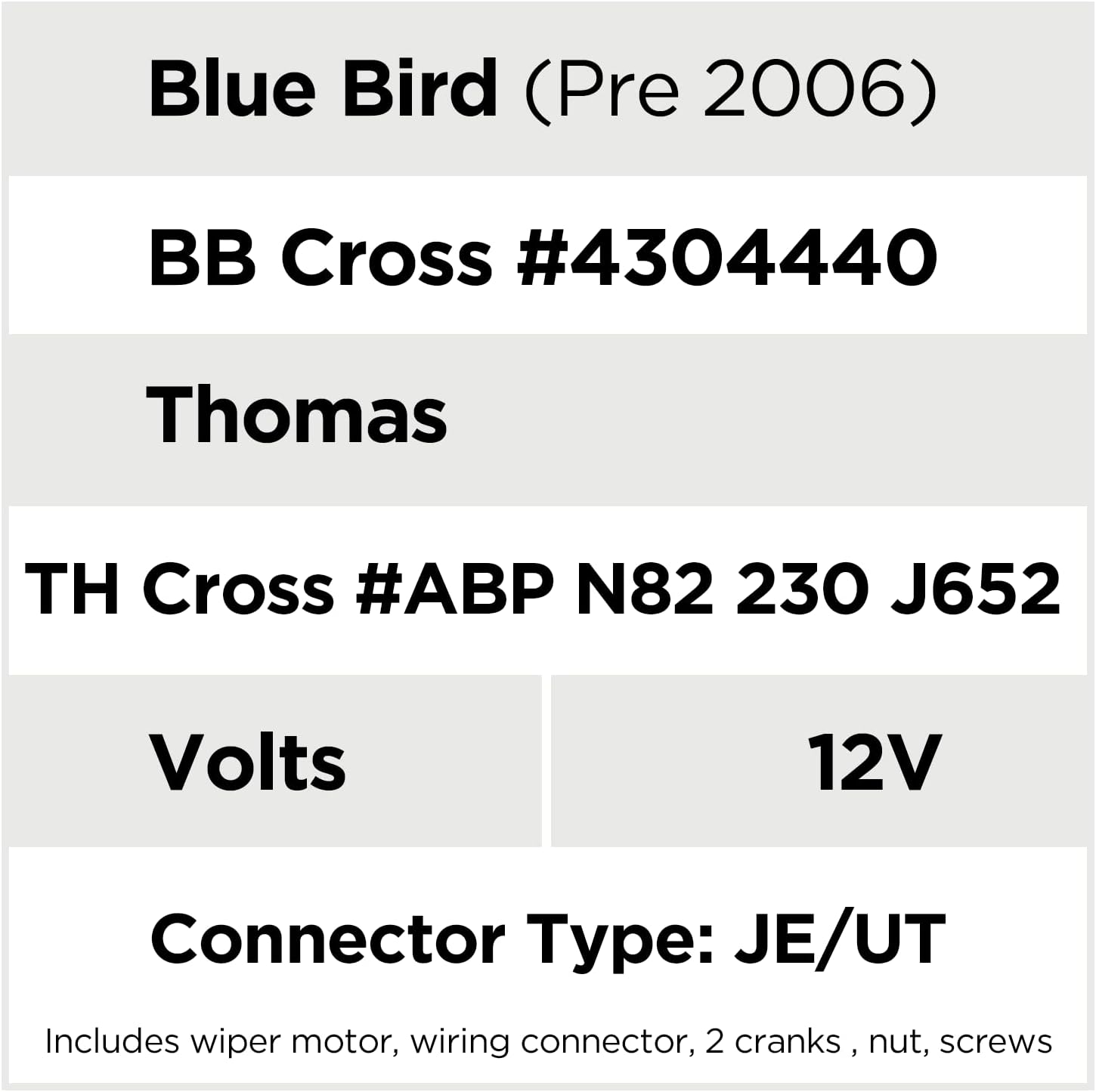 Wexco Wiper Motor AX9111 - Autotex All Makes Motor-Blue Bird-Thomas