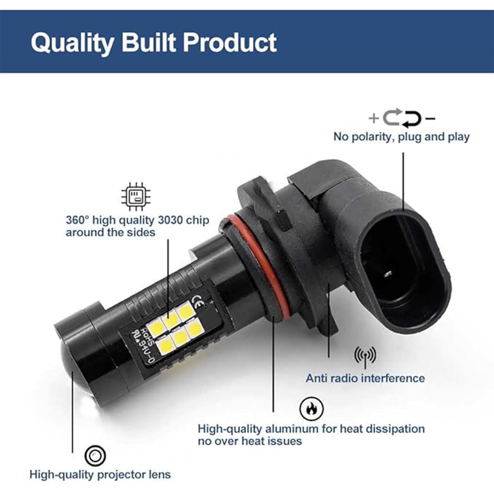 9006 HB4 Bombillas LED antiniebla Bombillas DRL 21SMD 3030 Chips 6500K Canbus blanco súper brillante para VW Golf V 1K5 VI T5 Ti-guan T'ouareg T'ouran S-cirocco III P'olo Up