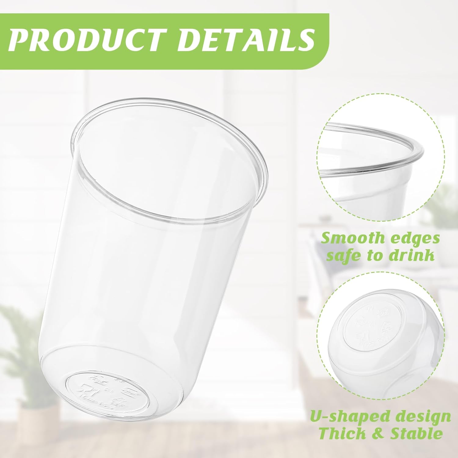 16oz Disposable Stemless Glasses,PET Disposable Drinking Cups,Cold Party Clear Plastic Wine Glasses for Parties Birthday,Wedding,Meeting,Christmas Party Supplies. (50) - Image 3