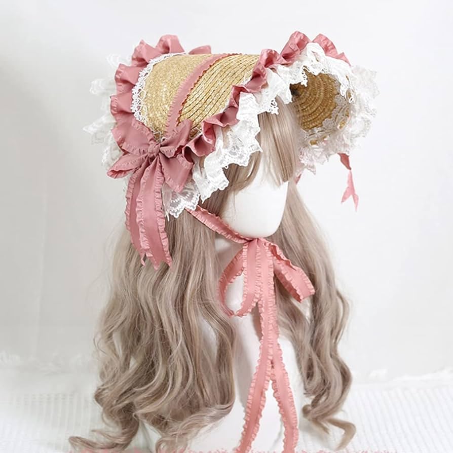 * antique doll ❀ ストローハットと三つ編み ミニョネットgirl Amazon.co.jp: ロリータ風 ボンネット ストローハット ガールズ