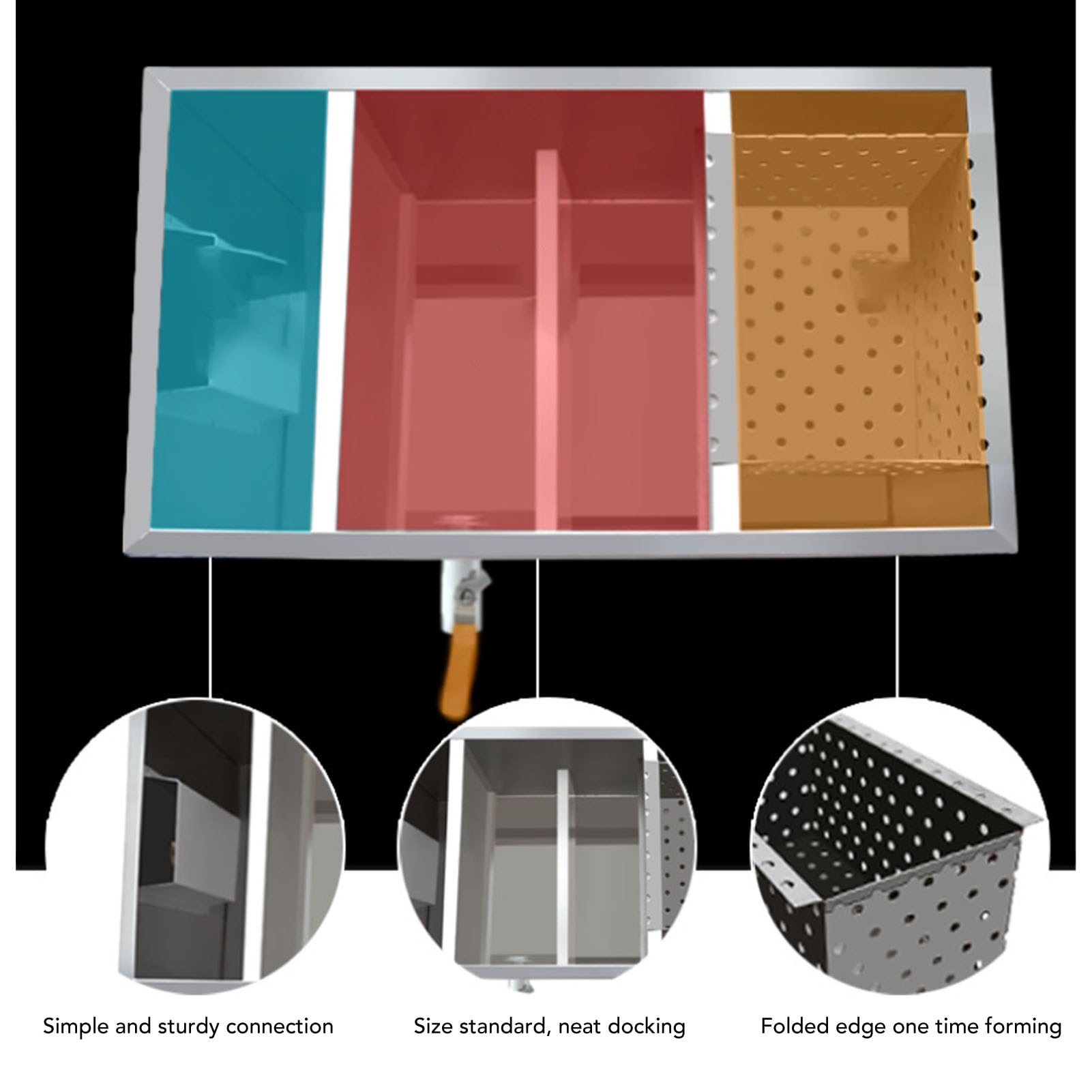 Interceptor de Grasa Comercial, Trampa de Grasa de Acero Inoxidable de Gran Capacidad con 3 Zonas de Filtración, Cesta de Filtro Interior Extraíble para Cocina de Restaurante,
