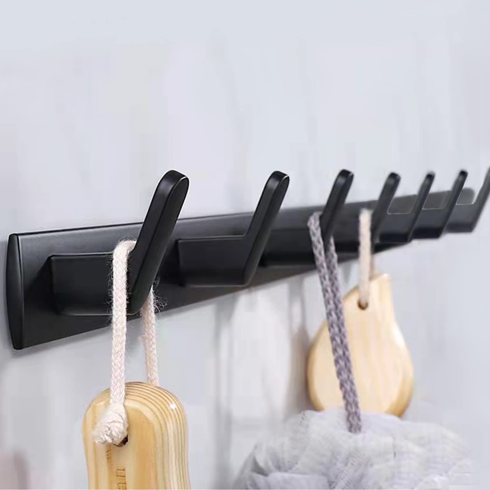 Appendiabiti da parete con 7 ganci, appendiabiti da parete nero, appendiabiti moderno da parete, appendiabiti adatto per soggiorno, ingresso, camera da letto, cucina, bagno, ecc.