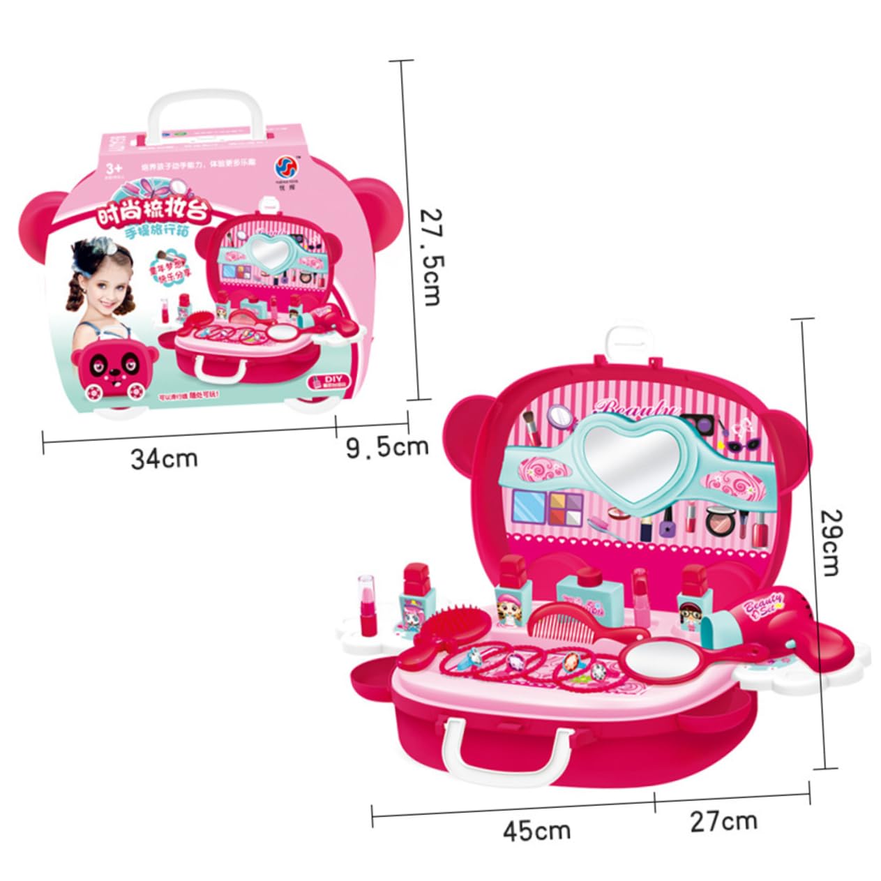 Toddmomy Simulation Cosmetic Box Set Convenient Makeup Suitcase for and Safe Encourages Role Play and Parent Interaction Present for