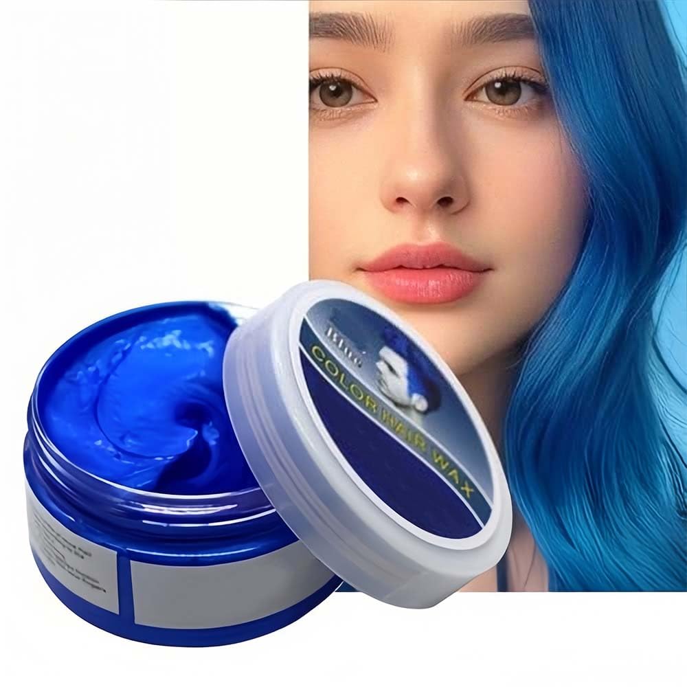 Blue Hair Color Wax, Semi-Permanent Dye Spray for Men & Women, with Mud-like Texture for Easy Hair Styling Wash-Out 100 g