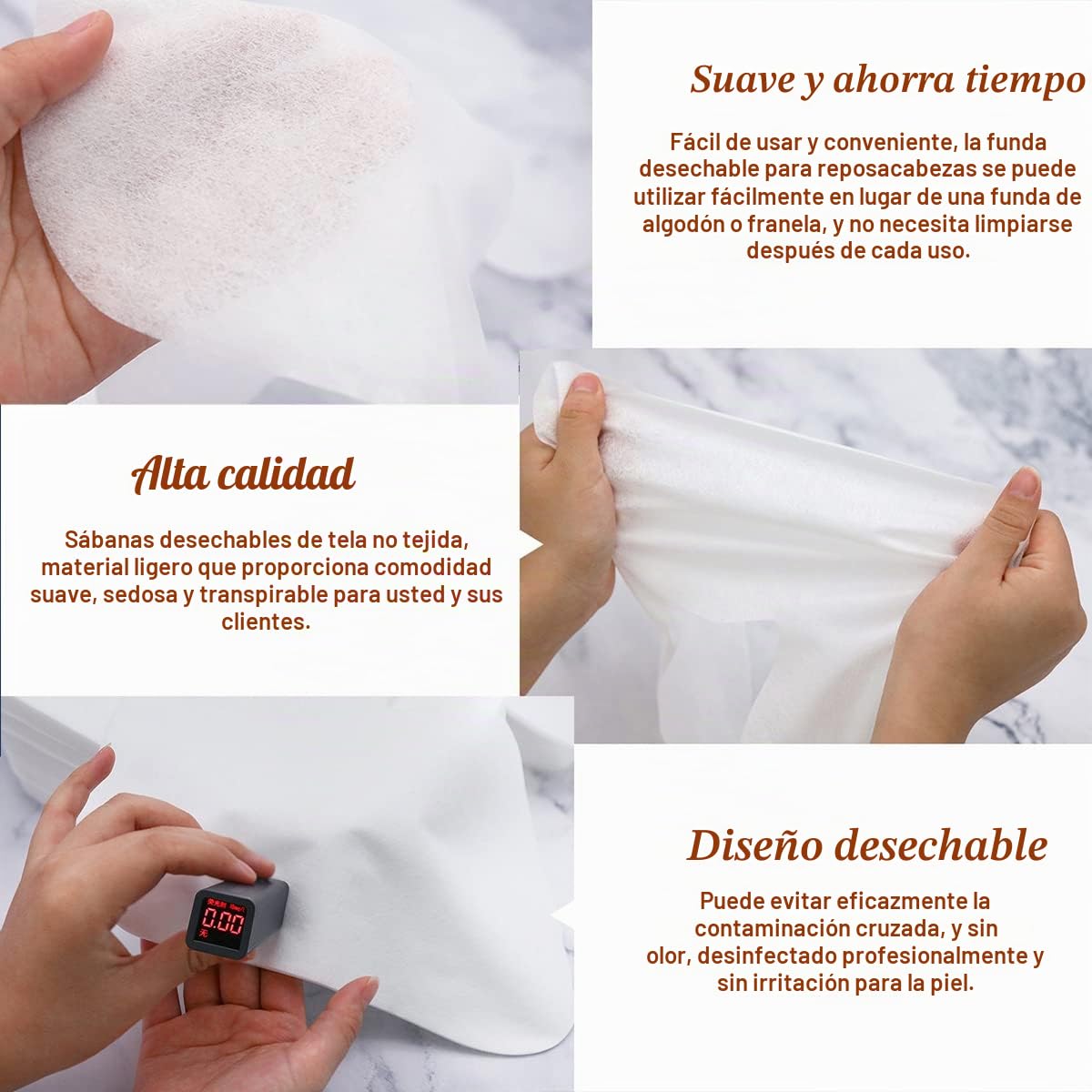 100 Piezas Sabanas Masaje Desechables traje, 50 Piezas Sábanas Desechables para Camillas de Masaje y 50 Piezas Cubierta de Apoyacabezas Desechables para Masaje