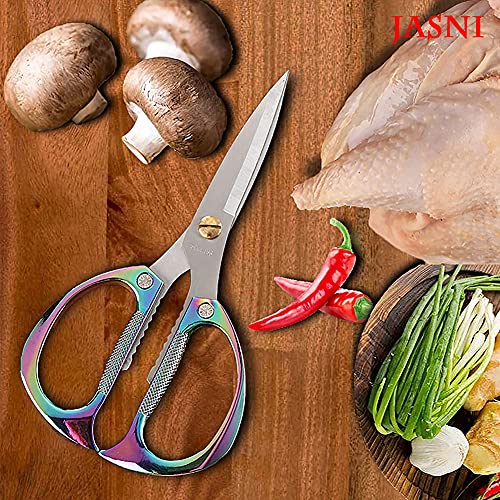 Multi-Purpose Kitchen Shears Scissors, Heavy Duty Stainless Steel Scissors With Strong Straight Edge Snips Golden Handle #TOP4