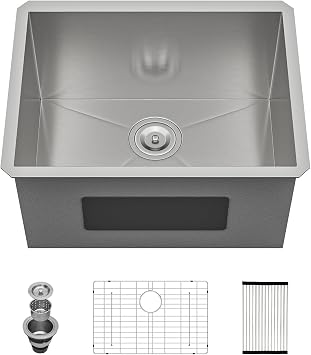Lordear 21 Inch Laundry Sink Stainless Steel 21x18x12 Undermount Sink Single Bowl 16 Gauge Stainless Steel Deep Laundry Room 12 Inch Deep Utility Sinks