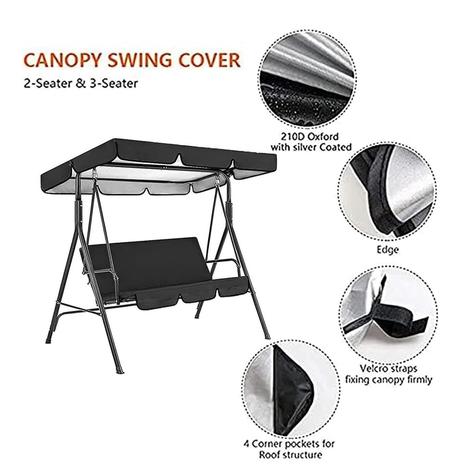 Set Di Coperture Di Ricambio Per Sedile Da Altalena E Tettuccio, Set Di Ricambio Per Tenda Da Sole Con Tettoia Oscillante Per Patio, Durevole, Con Ombra Esterna, Oxford 210d(Dark green,142*120*18 cm)