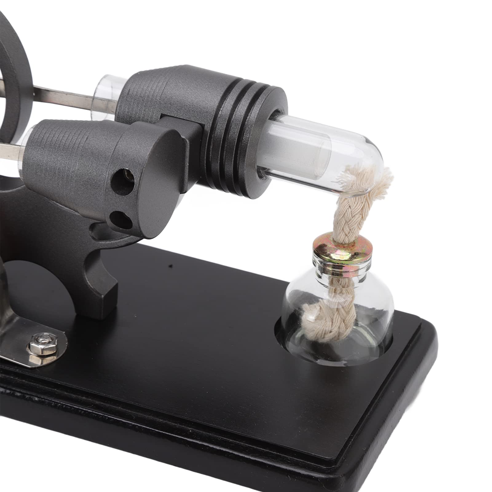 Jeanoko Stirlingmotor-Modellbausatz, Schwarz, Leistungsstarkes Lernspielzeug für Wissenschaftliche Projekte und Demonstrationen, Design aus Zinklegierung und Glas