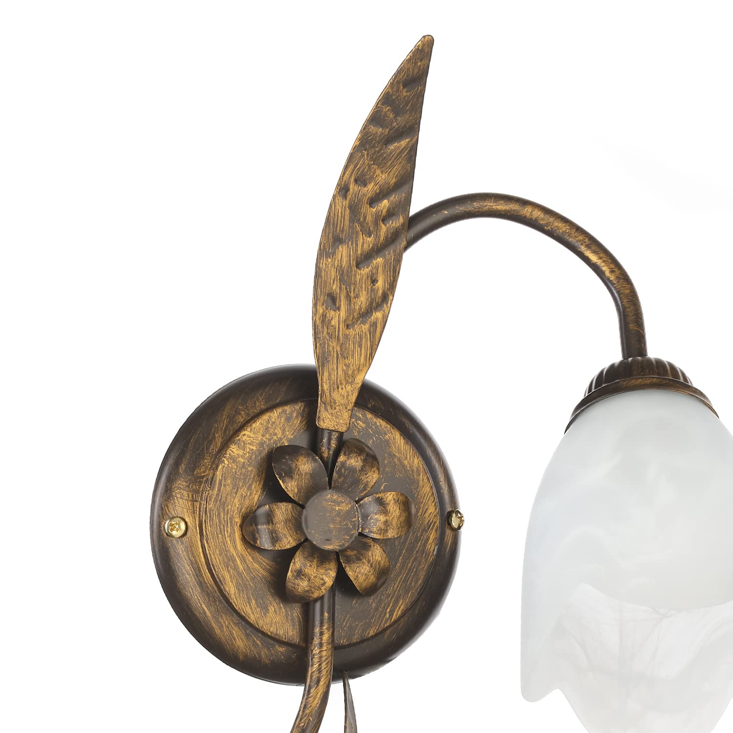 ONLI - Applique murale en métal marron avec nuances dorées et verre blanc satiné