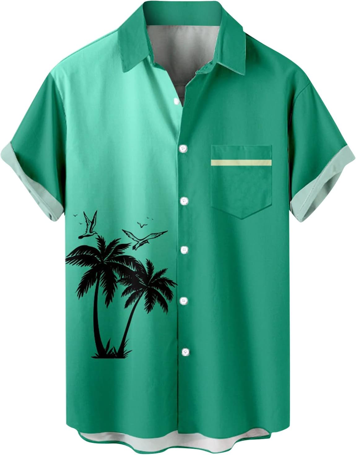 JYJXFD Bowling Shirts for Men Vintage Short Sleeve Button Down Bowling Shirt Collared Hawaiian Printed Beach Shirt