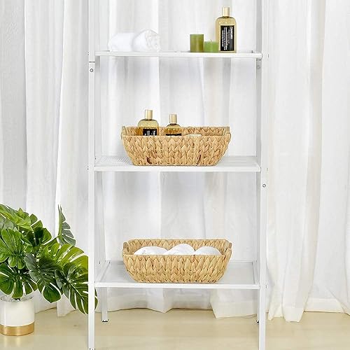 Miniatura 6 de FairyHaus Juego de 3 cestas pequeñas de mimbre y cestas de almacenamiento de jacinto de agua con asas para organizar el baño