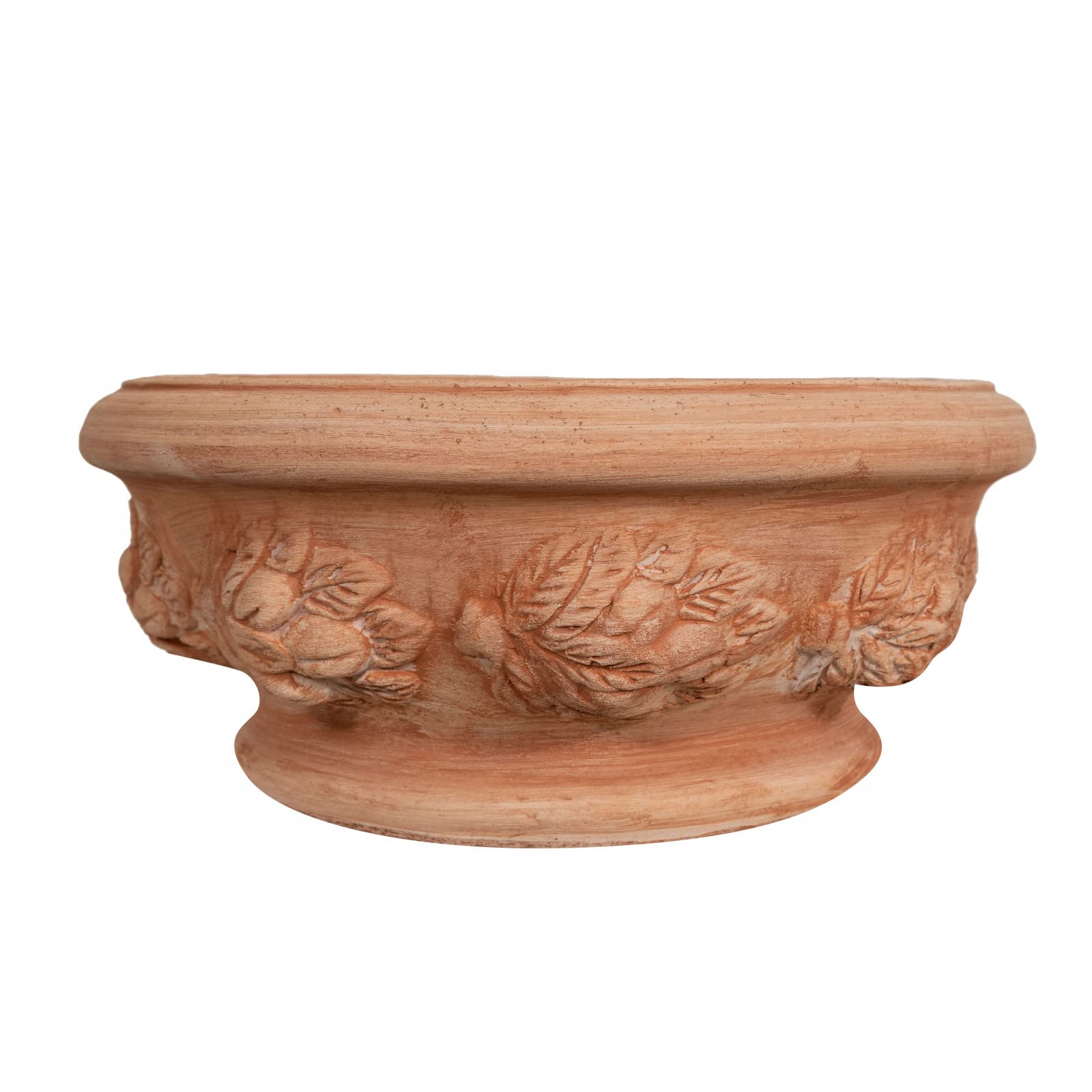Biscottini Lot de 2 grands pots de fleurs en terre cuite 40 x 40 x 19 cm - Grand pot de fleurs d'extérieur fait main en terre cuite