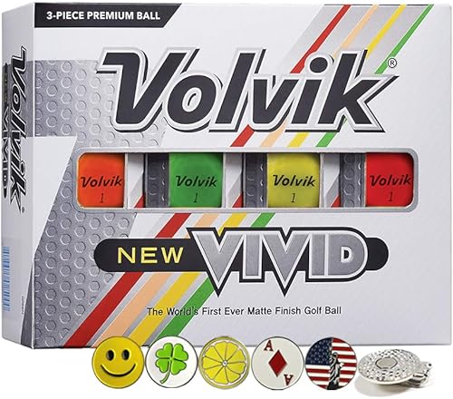 Volvik Paquete de 3 pelotas de golf con acabado mate de alta calidad Vivid