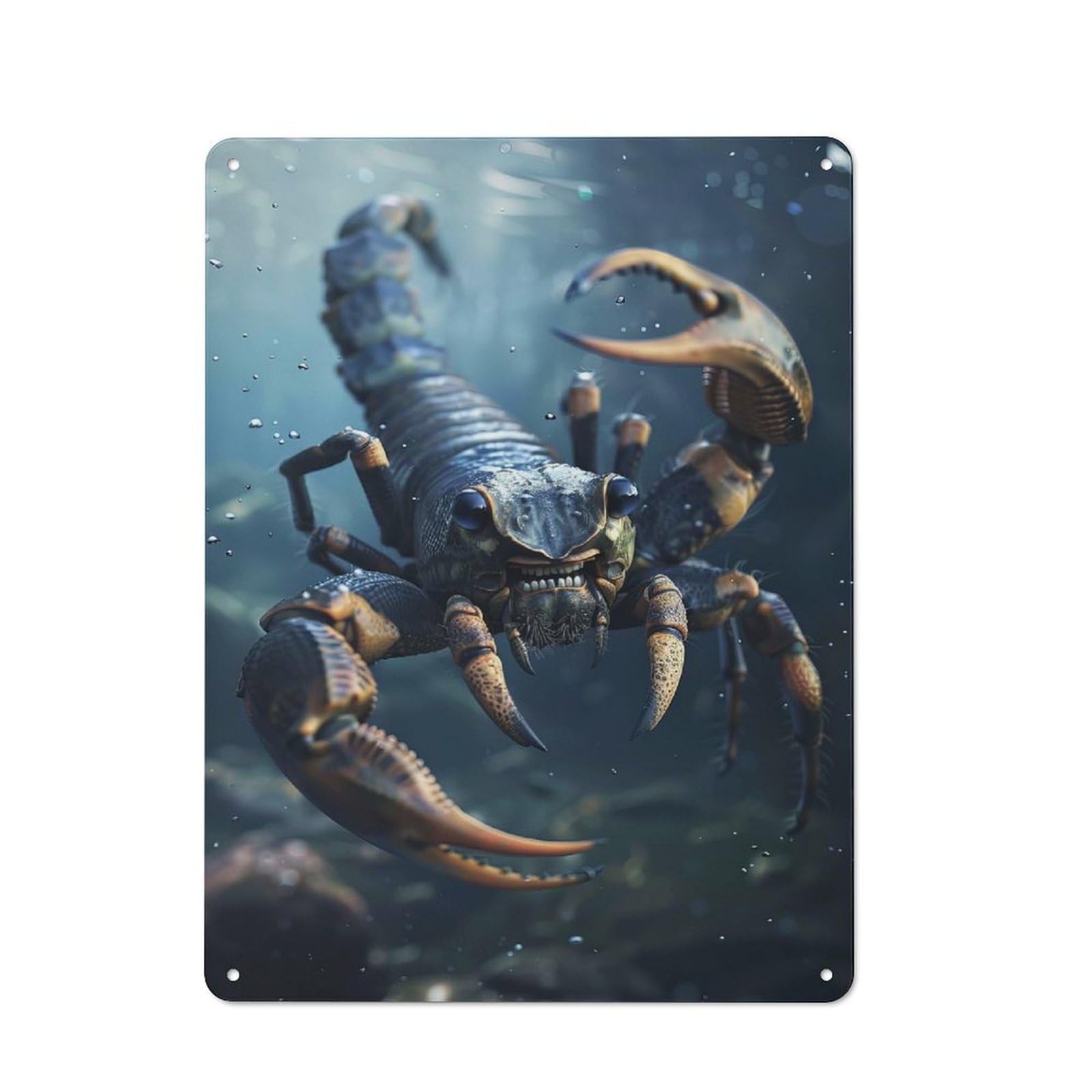 Tin Sign 40x30cm with Scorpion Sea for Hallway Wall, Retro Decor, Suited to Hallway Decor Lovers