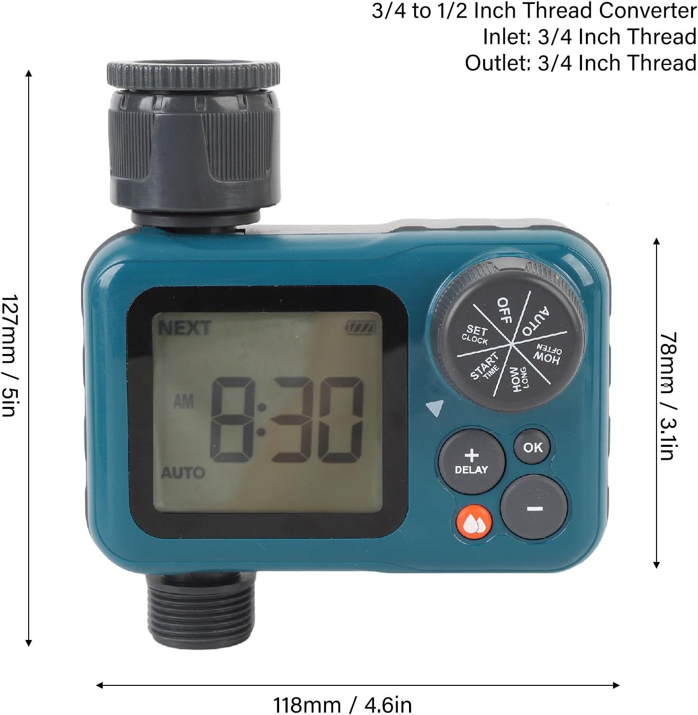 WALFRONT Sprinkler Timer Programmable Hose Timer Water Timer for Garden Hose, Digital Irrigation Controller with Rain Delay/Manual/Automatic Watering System for Yard, Lawn