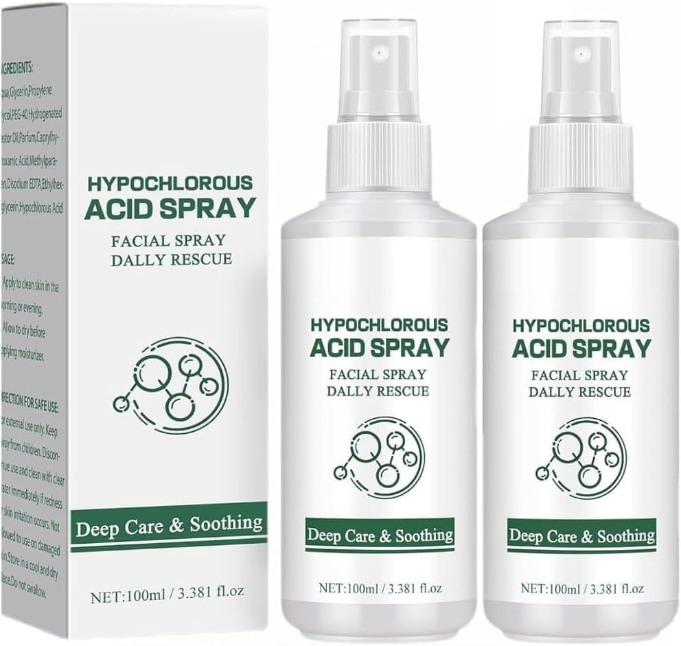 Makbeaty Hypochlorous Acid Face and Skin Spray Safe for use on Acne Prone Skin Dry Scalp Toner Eye Lash Cleanser Acne Prone Skin Dry Face Redness-Soothe for Face&Body(2 pcs)