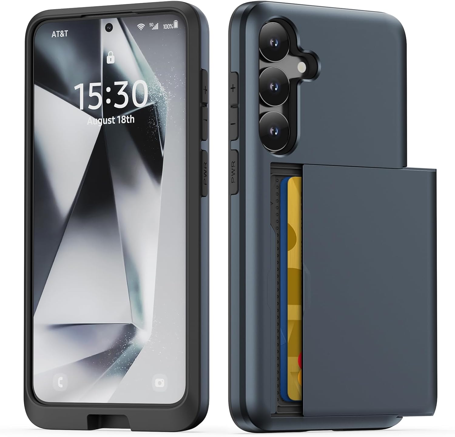 ZUSLAB Card Holder Slot Case Compatible with Samsung Galaxy S25 6.2 Inches 2025, Phone Wallet Case for Galaxy S25, Shockproof Rubber & PC Bumper Dual Cover for Women Men Teens, Dark Blue