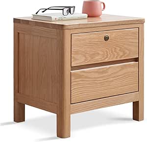 Amazon.com: Vadisun 100% Solid Wood Nightstand, Modern Small Nightstand with Oak Wood Legs ...