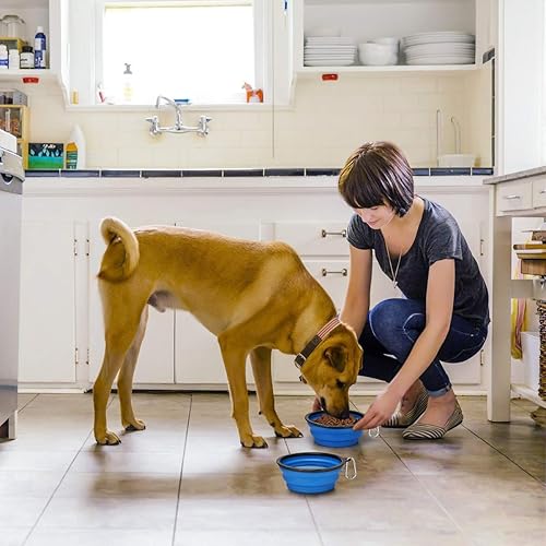 Miniatura 8 de Kytely Tazones plegables grandes para perros, paquete de 2 tazones plegables de viaje para perros de 34 onzas, cuenco portátil para alimentos para