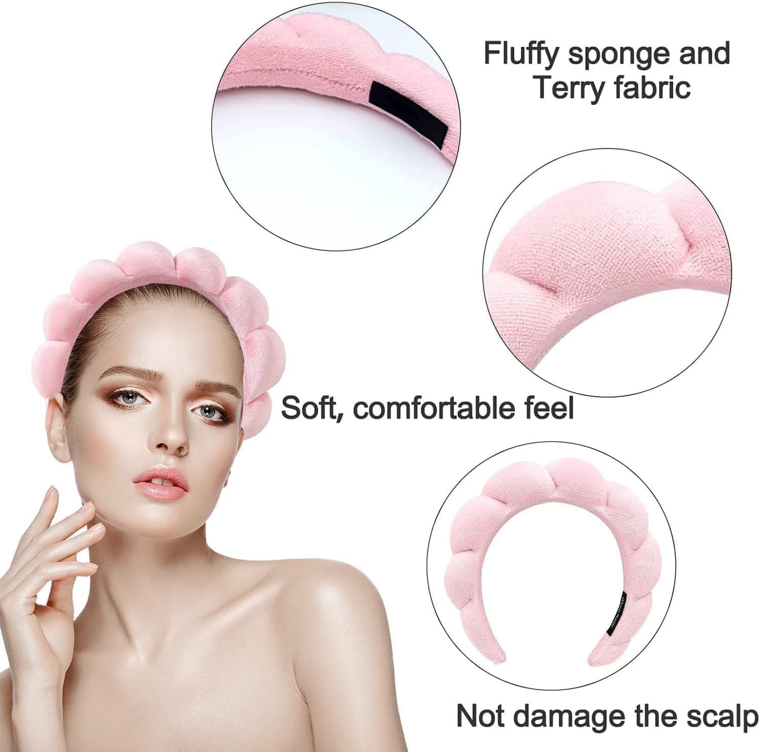 Aputue Spa Headband, Soft Microfiber Towel Material for Skincare, Washable Elastic Hair Wrap, Comfortable Absorbent Cosmetic Makeup Accessory for Daily Facial Routine, Women Girls Beauty Gift - الصورة 3