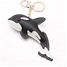 Orca Whale Keychain PU Leather Animal Bag Charm Ocean Nautical Key Ring for Car Key Handbag Backpack Tote Bag, Cute Stylish Accessories