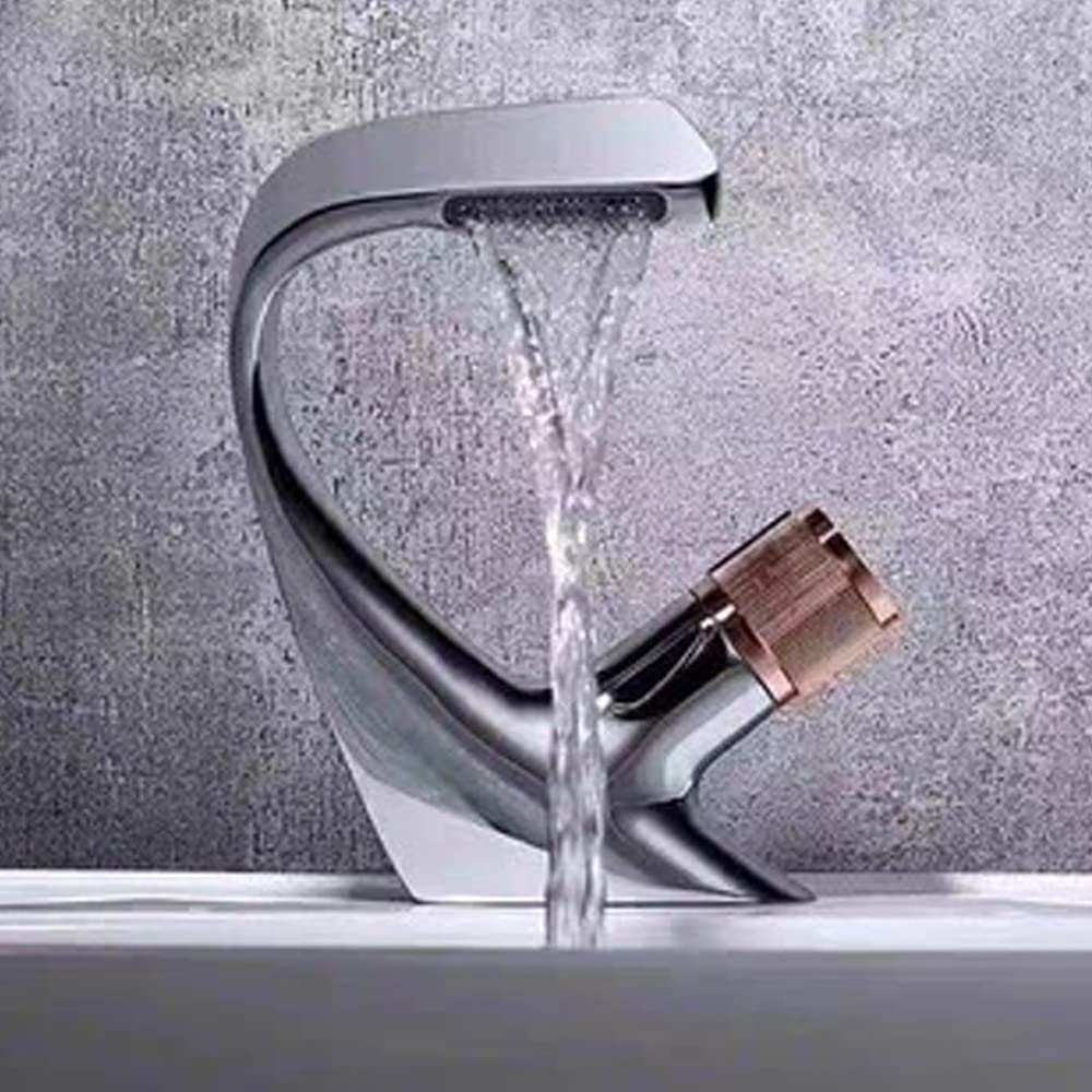 Robinet d'évier de cuisine chromé mitigeur eau chaude et froide monotrou