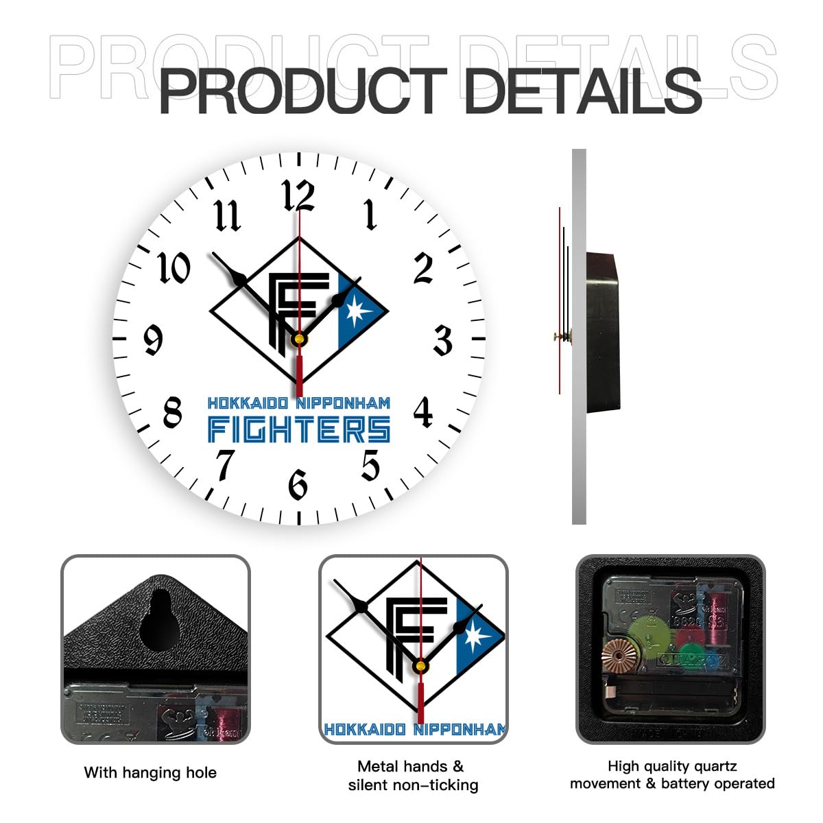 Amazon.co.jp: 北海道日本ハムファイターズ 壁掛け時計 掛け時計 30CM