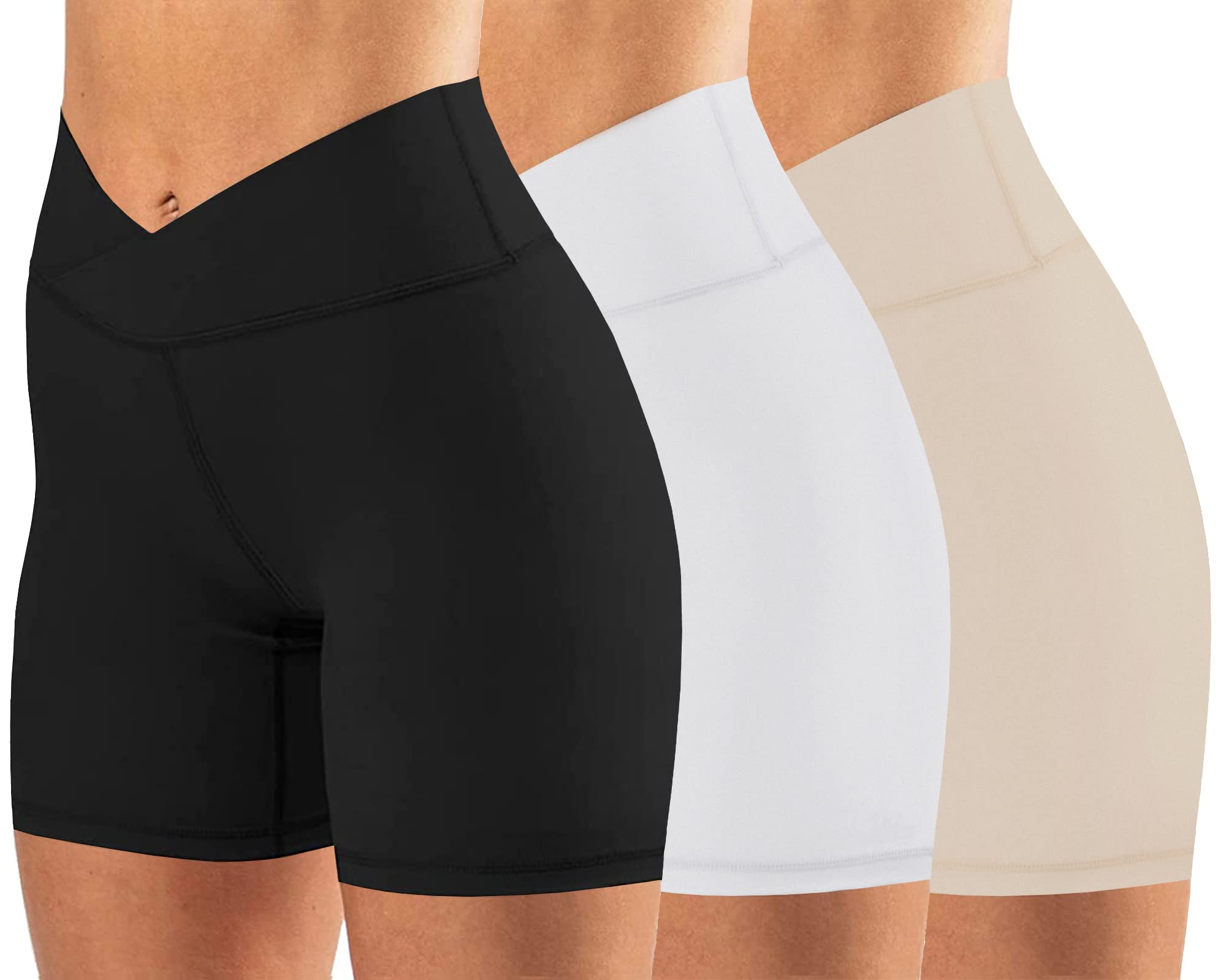keriffe Damen Crossover-Biker-Shorts, 12,7 cm, hohe Taille, Yoga, Workout, athletisch, Laufen, Spandex-Shorts