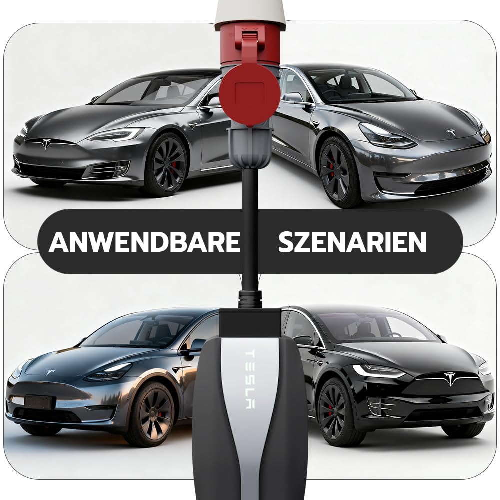 CEE-Tesla Adapter 5 Pin 16A, 0,3 m für Tesla Charger (UMC) | tesla mobile connector,Hochreines Kupfer, niedriger Widerstand, Flammhemmendes, Verlängerungskabel, Kompakter Ladeadapter