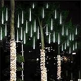 Amicool Meteor Shower Lights, Falling Rain Lights/Icicle Snow String Lights 30cm 8 Tubes 144 Waterproof LEDs Wedding Party Holiday Christmas Decorations(White)