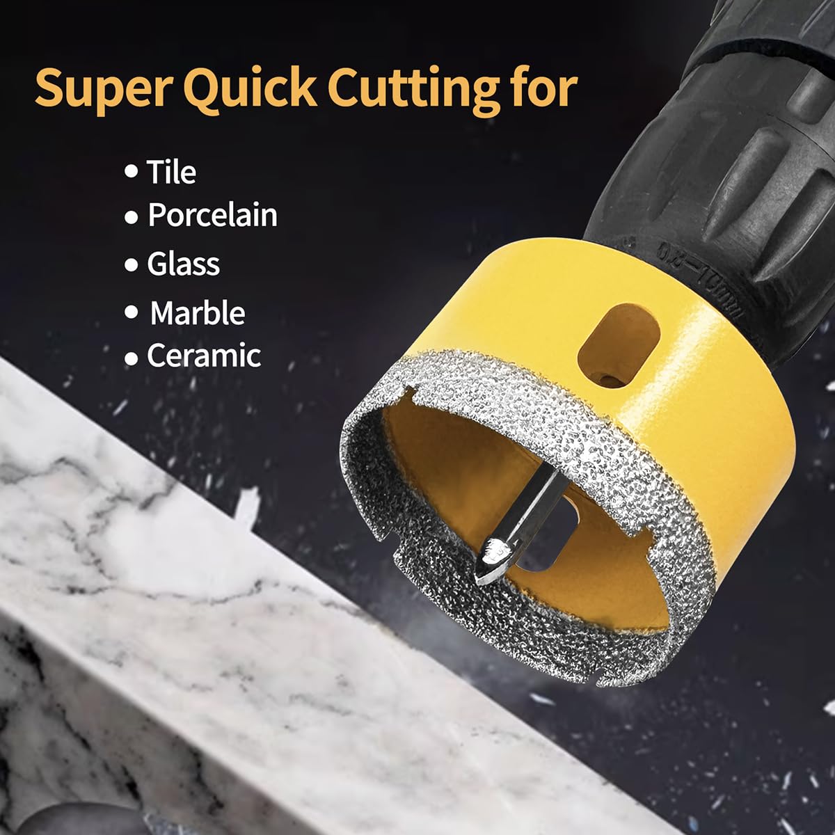 Sega a Tazza Diamantata 100mm con Punte Guida, Professionale Vacuum Brasato Punte per Trapano Diamantate per Piastrelle, Porcellana, Vetro, Marmo e Ceramica