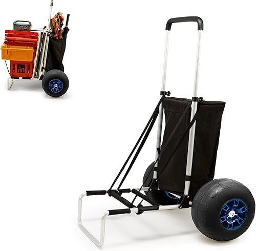 Carros de playa, ruedas grandes de 13 pulgadas, neumáticos de espuma sintética sólida para arena, carrito de arena plegable de carga de 165 libras y