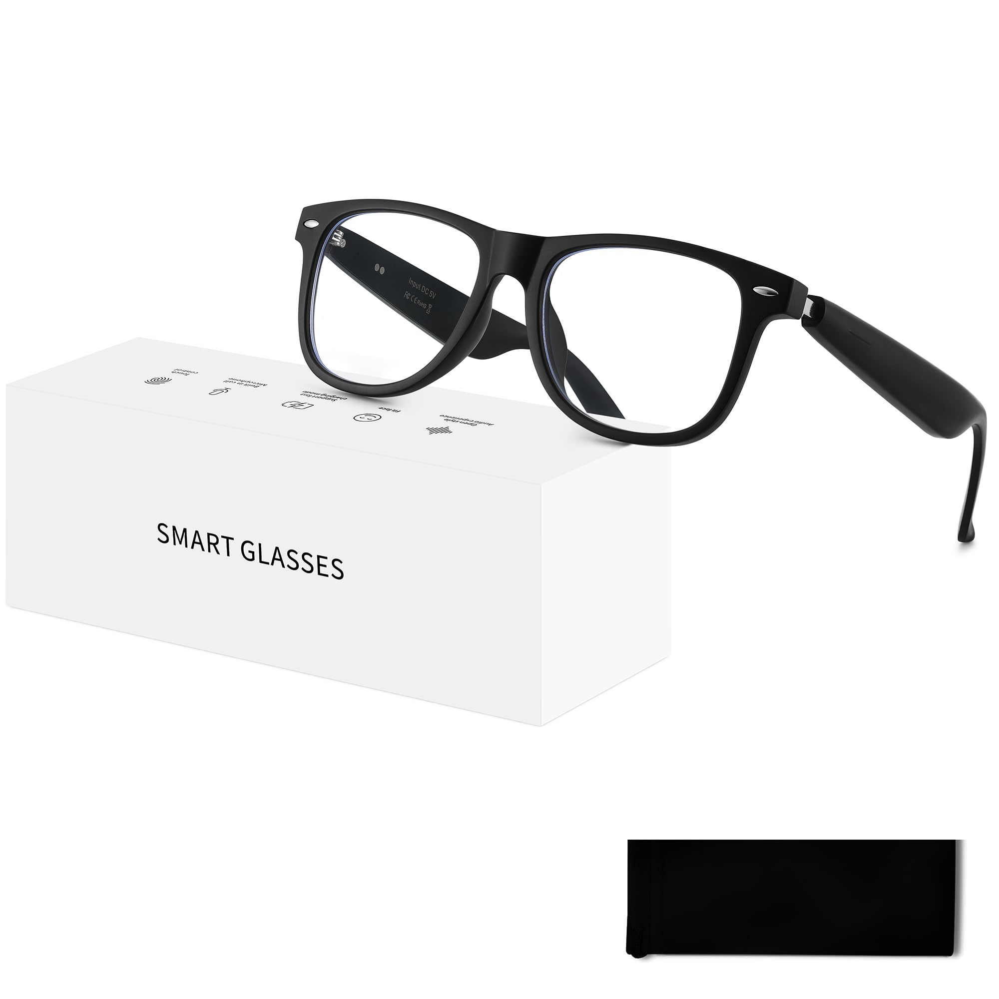 JASPIN Smart Glasses - 5 3 Bluetooth Glasses with Open Ear Speaker - Voice Assistant Compatible
