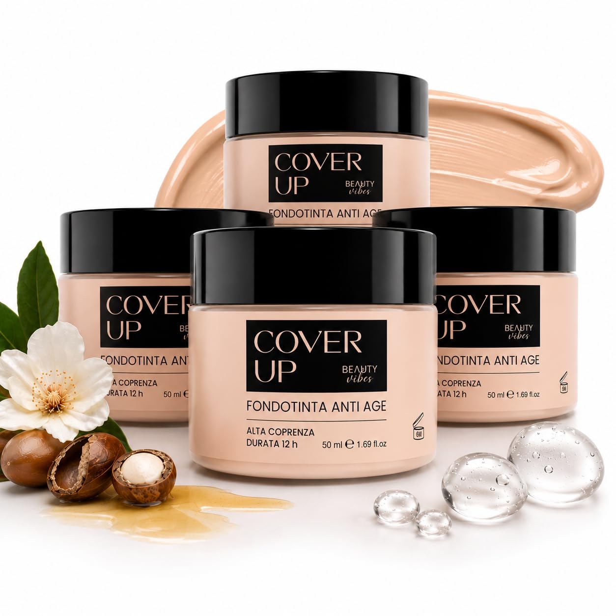 CoverUp Foundation, 200 ml | Hohe Deckkraft, Wasserdicht, Mit Hyaluronsäure, Vielseitig einsetzbar
